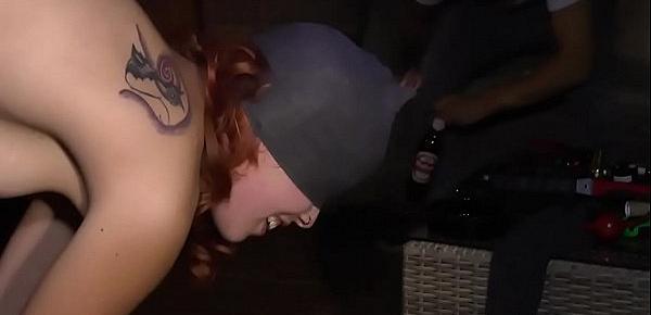  Redhead slave group fucked in bar